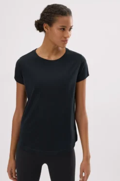 Camiseta algodón básica estilo deportivo negro