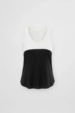 Camiseta deportiva tirantes nadadora blanca y negra