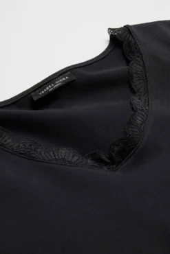 Camiseta lencera manga larga algodón negro