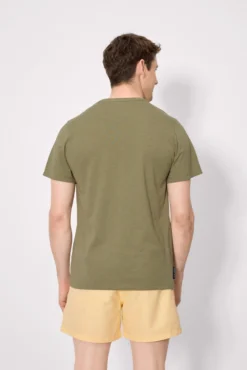 Camiseta manga corta básica cuello panadero verde