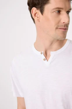 Camiseta manga corta básica cuello panadero blanco