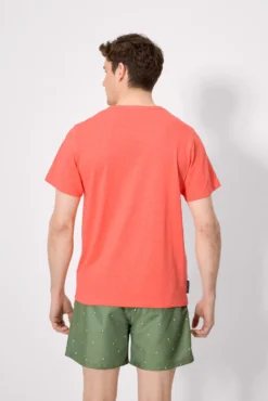 Camiseta manga corta básica cuello panadero coral