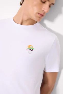 Camiseta manga corta dibujo calavera blanco