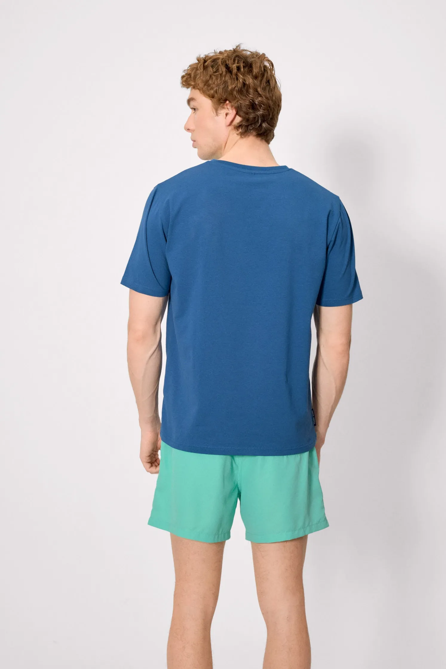 Camiseta manga corta estampado bicicletas azul