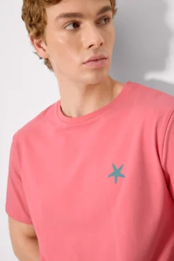 Camiseta manga corta estampado estrellas marinas rosa