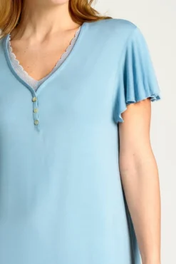 Camisón midi manga corta azul | MUYDEMI