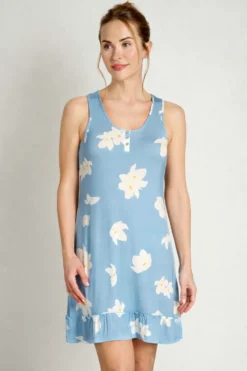 Camisón tirantes flores azul | MUYDEMI