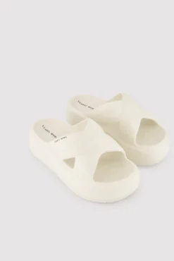 Chanclas de playa con plataforma antideslizantes ligeras blancas