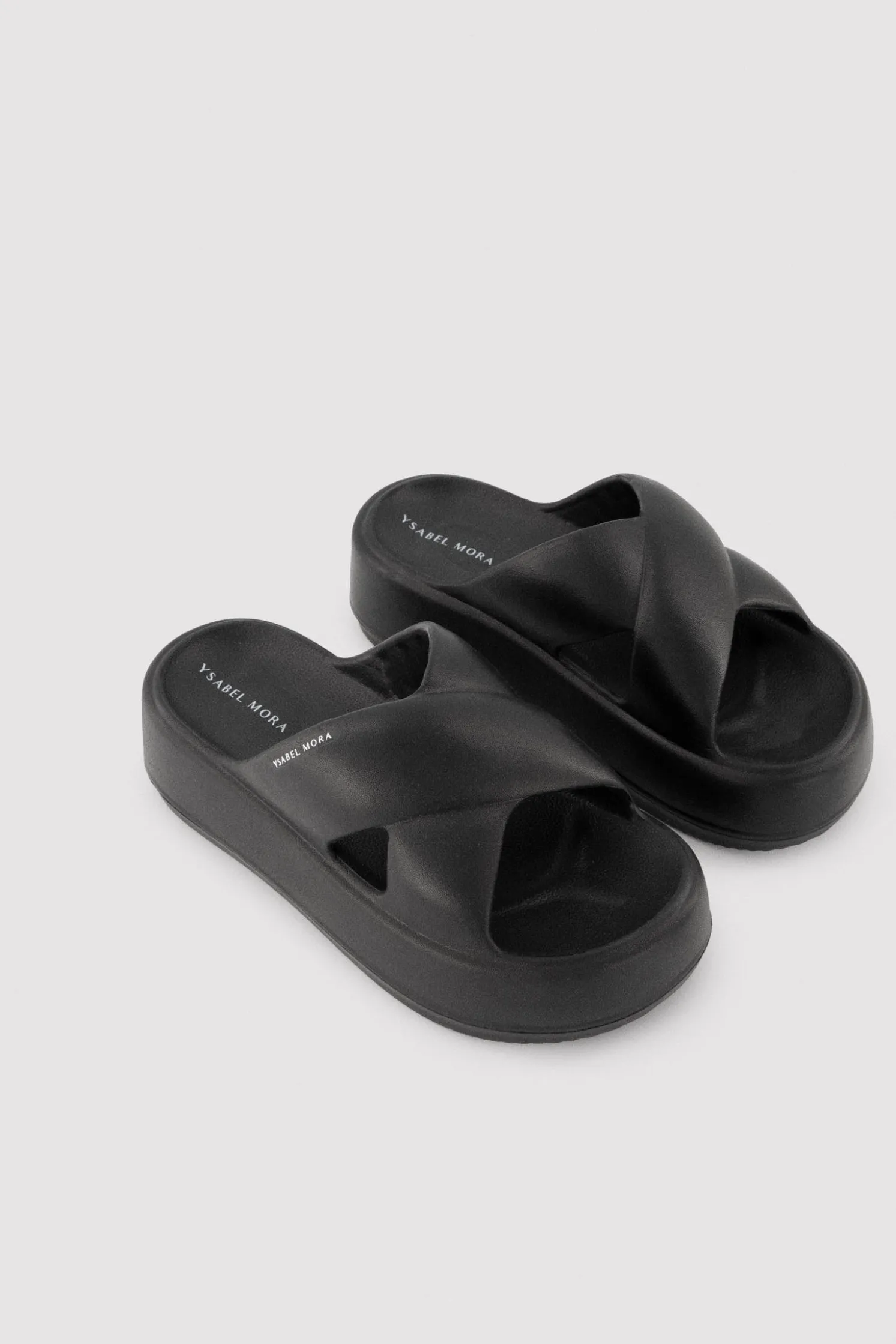 Chanclas de playa con plataforma antideslizantes ligeras negras