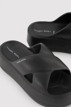 Chanclas de playa con plataforma antideslizantes ligeras negras