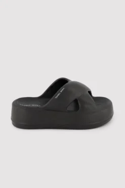 Chanclas de playa con plataforma antideslizantes ligeras negras