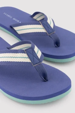 Chanclas hombre tira rayas contrastadas azul