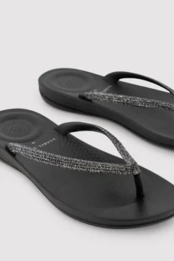 Chanclas tira brillante negras