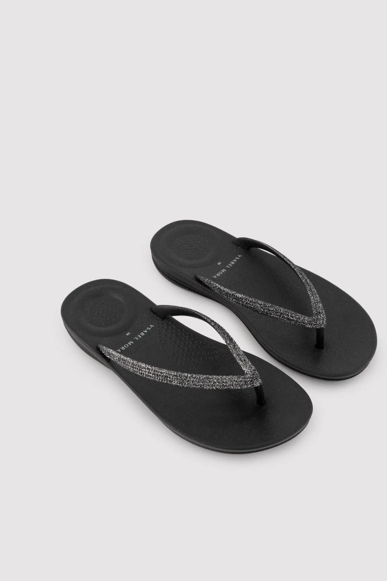 Chanclas tira brillante negras