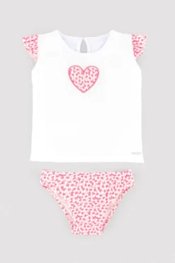 Conjunto bebé camiseta dibujo corazón y braguita estampada
