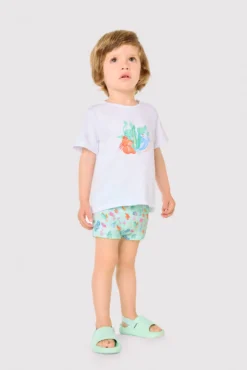 Conjunto bebé camiseta y bañador bóxer estampado fauna marina