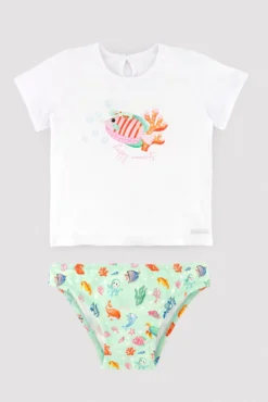 Conjunto bebé camiseta y braguita estampado fauna marina