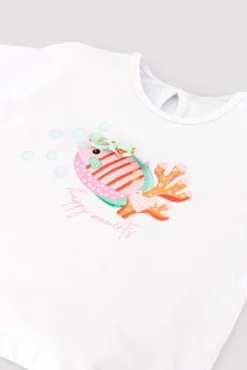 Conjunto bebé camiseta y braguita estampado fauna marina