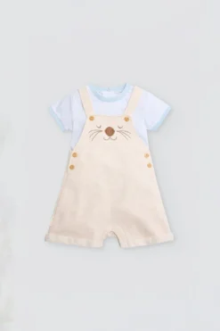 Conjunto bebé manga corta estampado oso