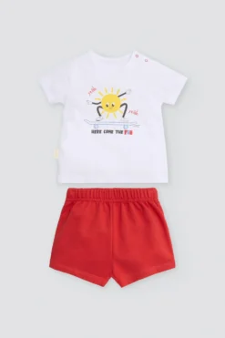 Conjunto bebé manga corta Here come the fun