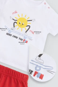 Conjunto bebé manga corta Here come the fun