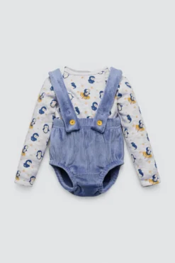 Conjunto bebé peto corto y camiseta manga larga Penguin Toy