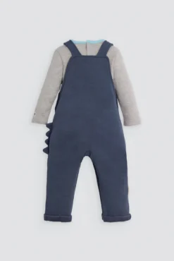 Conjunto bebé peto y camiseta detalle tejido bouclé manga larga