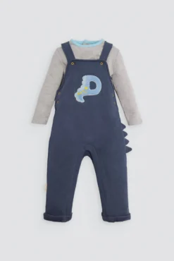 Conjunto bebé peto y camiseta detalle tejido bouclé manga larga