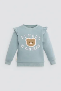 Conjunto bebé sudadera con volantes y pantalón detalle oso texturizado