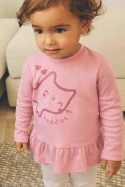 Conjunto bebé sudadera con volante y pantalón dibujo gatito