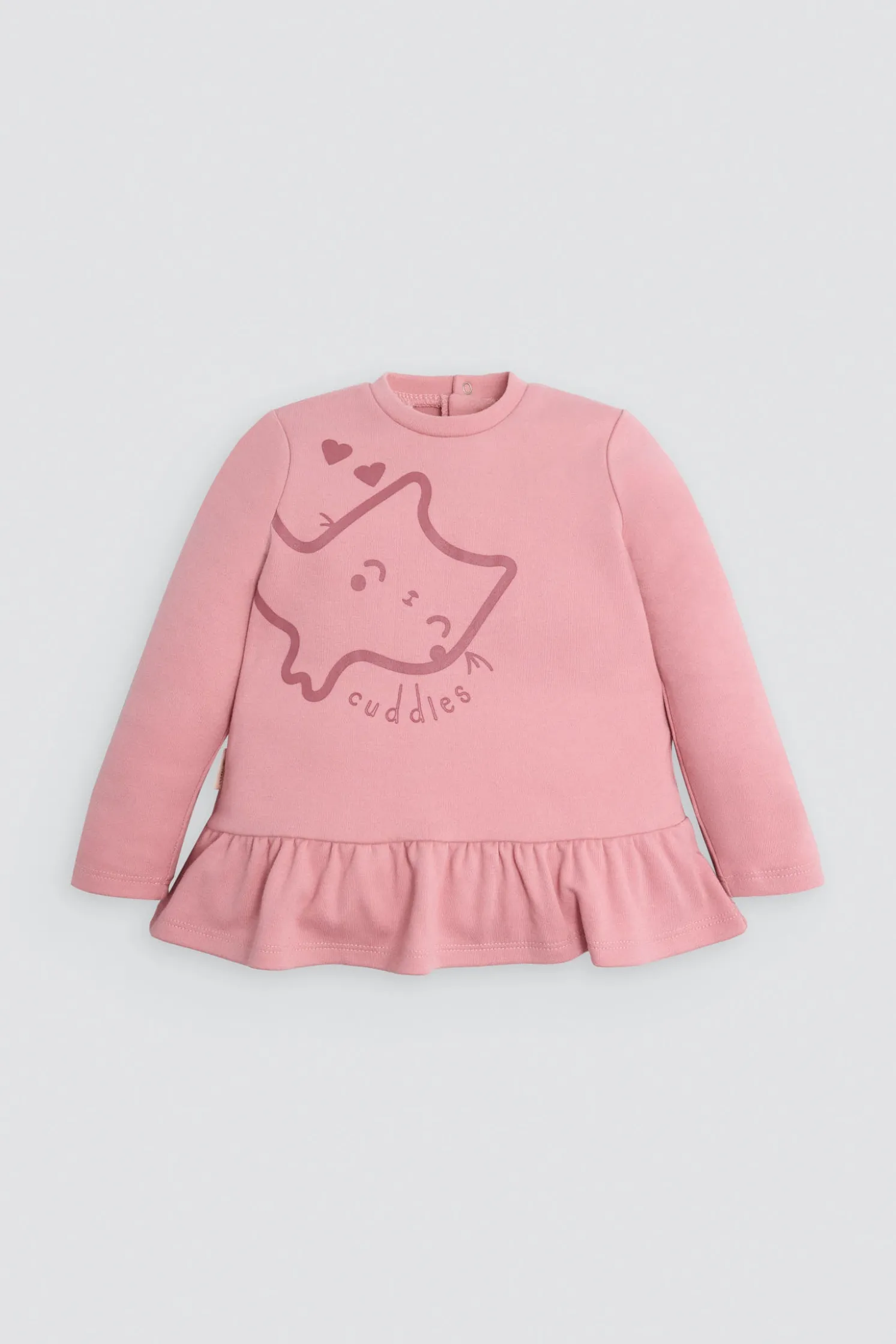 Conjunto bebé sudadera con volante y pantalón dibujo gatito