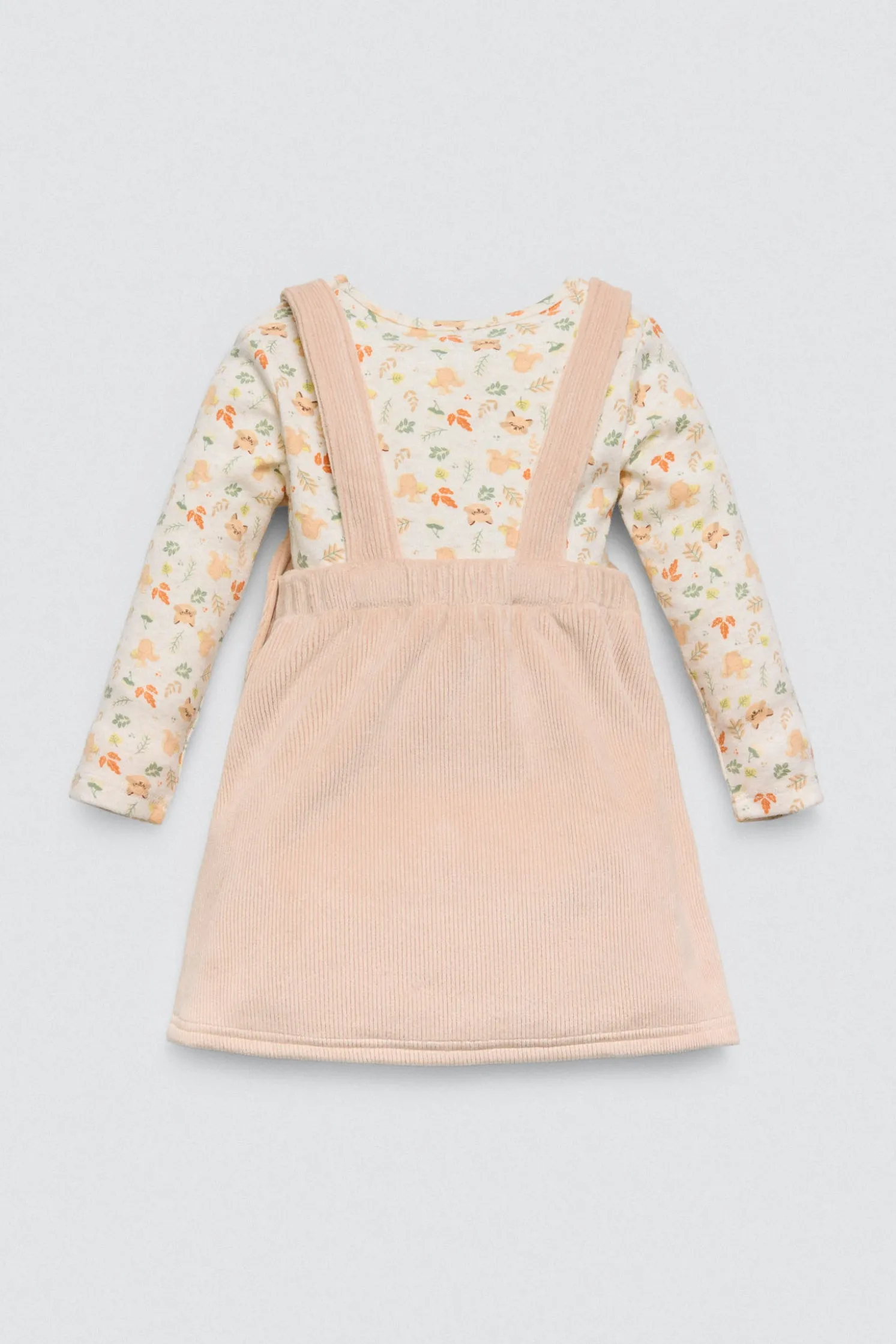 Conjunto bebé vestido peto y camiseta manga larga Autumn