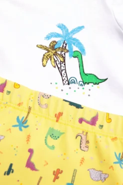 Conjunto camiseta y bañador bóxer bebé estampado dinosaurios