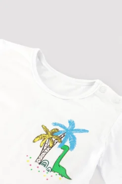 Conjunto camiseta y bañador bóxer bebé estampado dinosaurios