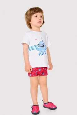 Conjunto camiseta y bañador bóxer bebé estampado pulpos