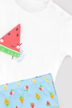Conjunto camiseta y bañador bóxer bebé esstampado frutas