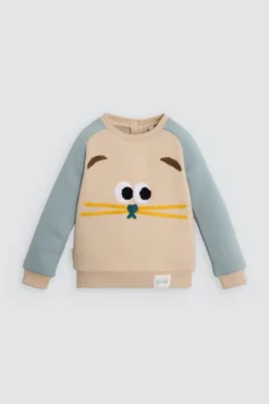Conjunto chándal bebé estampado cara gato