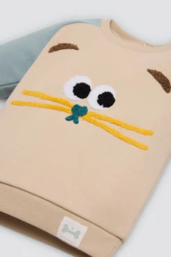 Conjunto chándal bebé estampado cara gato