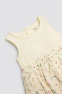 Conjunto ranita bebé sin mangas y gorrito estampado veraniego