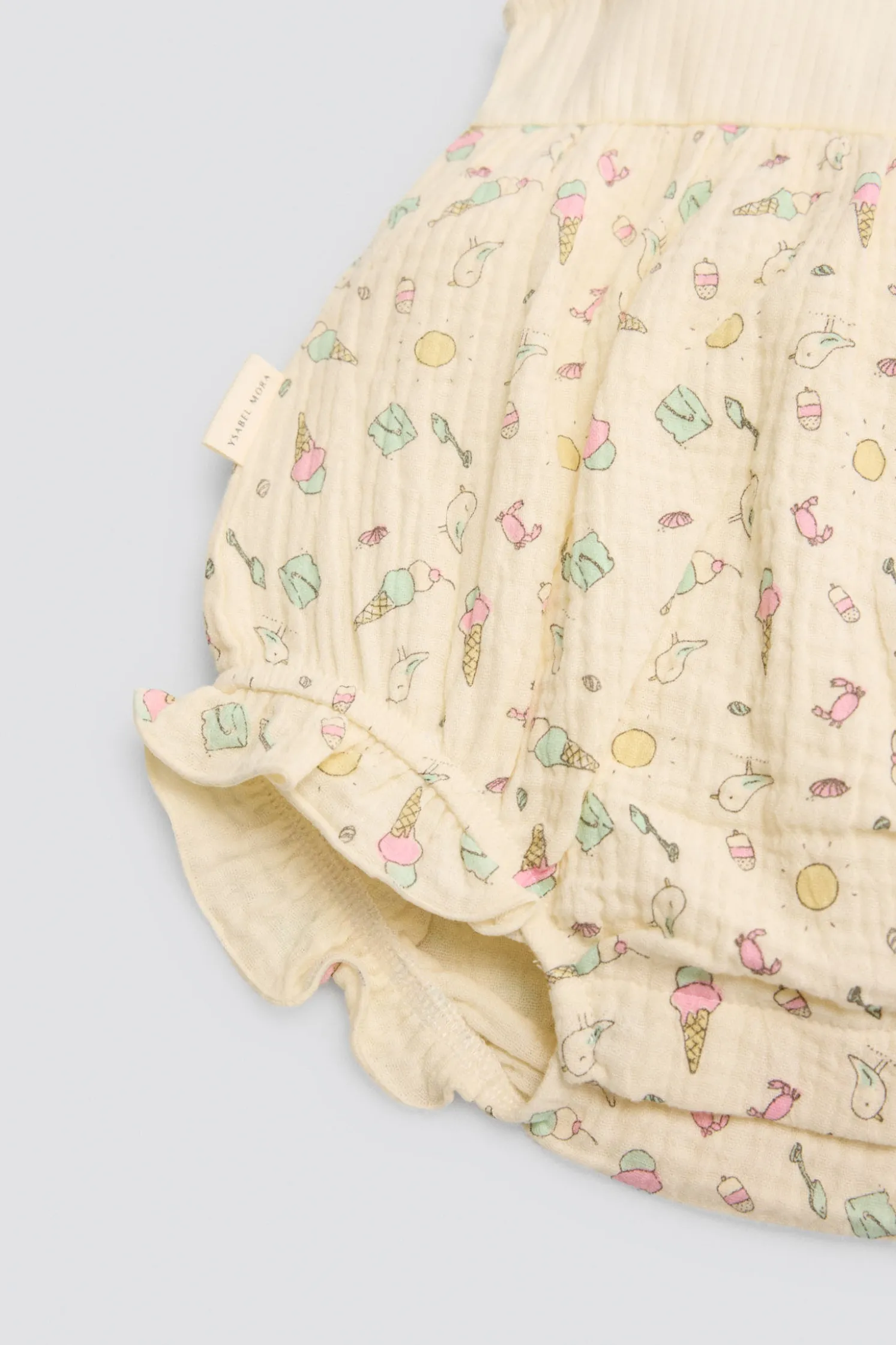 Conjunto ranita bebé sin mangas y gorrito estampado veraniego