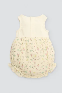 Conjunto ranita bebé sin mangas y gorrito estampado veraniego