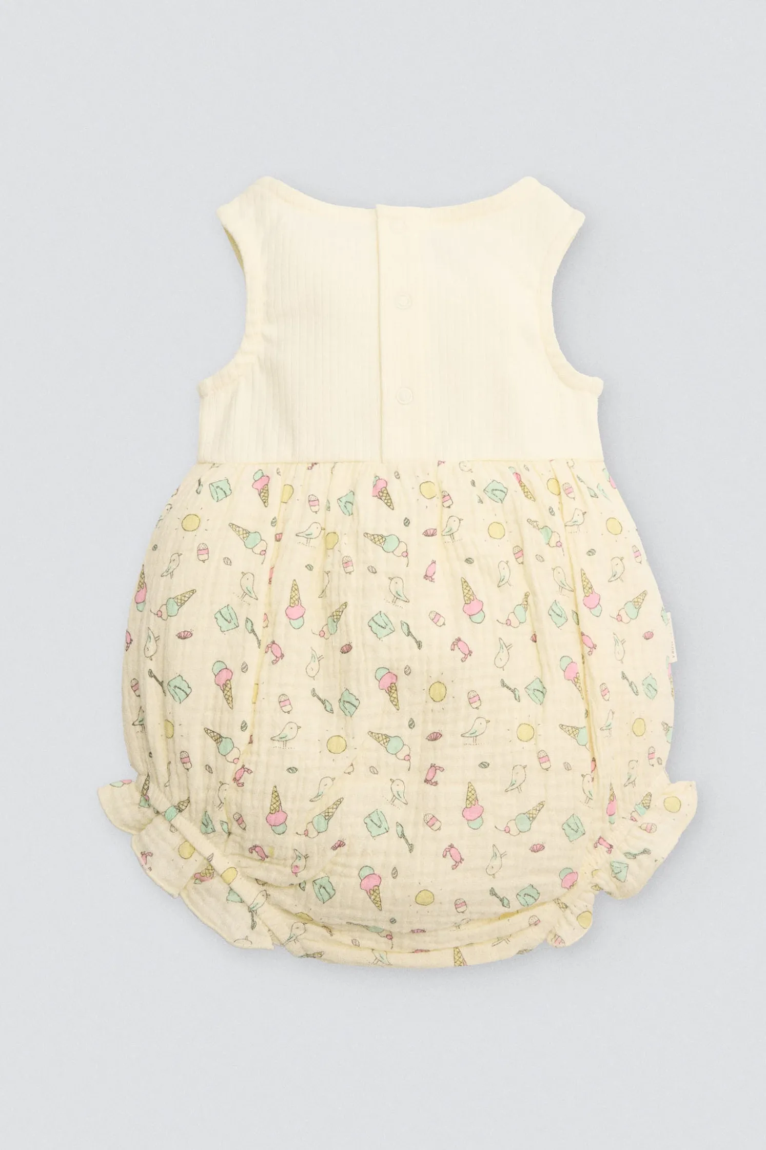 Conjunto ranita bebé sin mangas y gorrito estampado veraniego