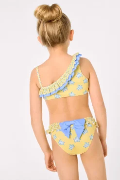 Culetín niña detalle volantes y lazos estampado tortugas amarillo