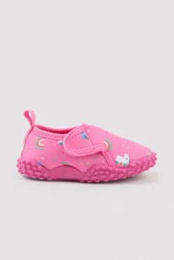Escarpines infantiles estampado unicornios rosa