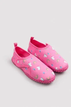 Escarpines infantiles estampado unicornios rosa