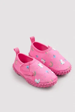 Escarpines infantiles estampado unicornios rosa