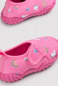 Escarpines infantiles estampado unicornios rosa