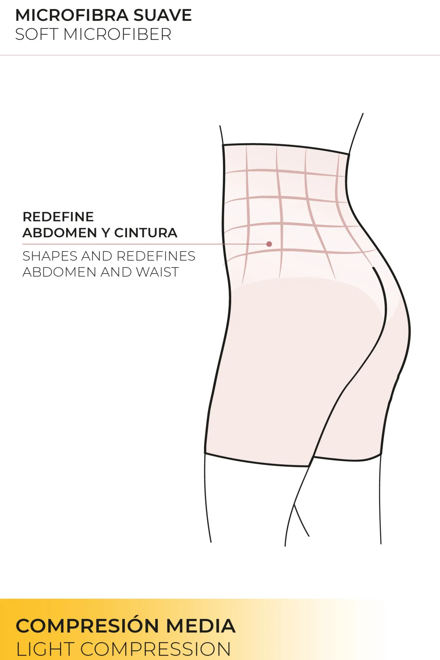Faja alta abdominal reductora tejido de tul compresión media visón