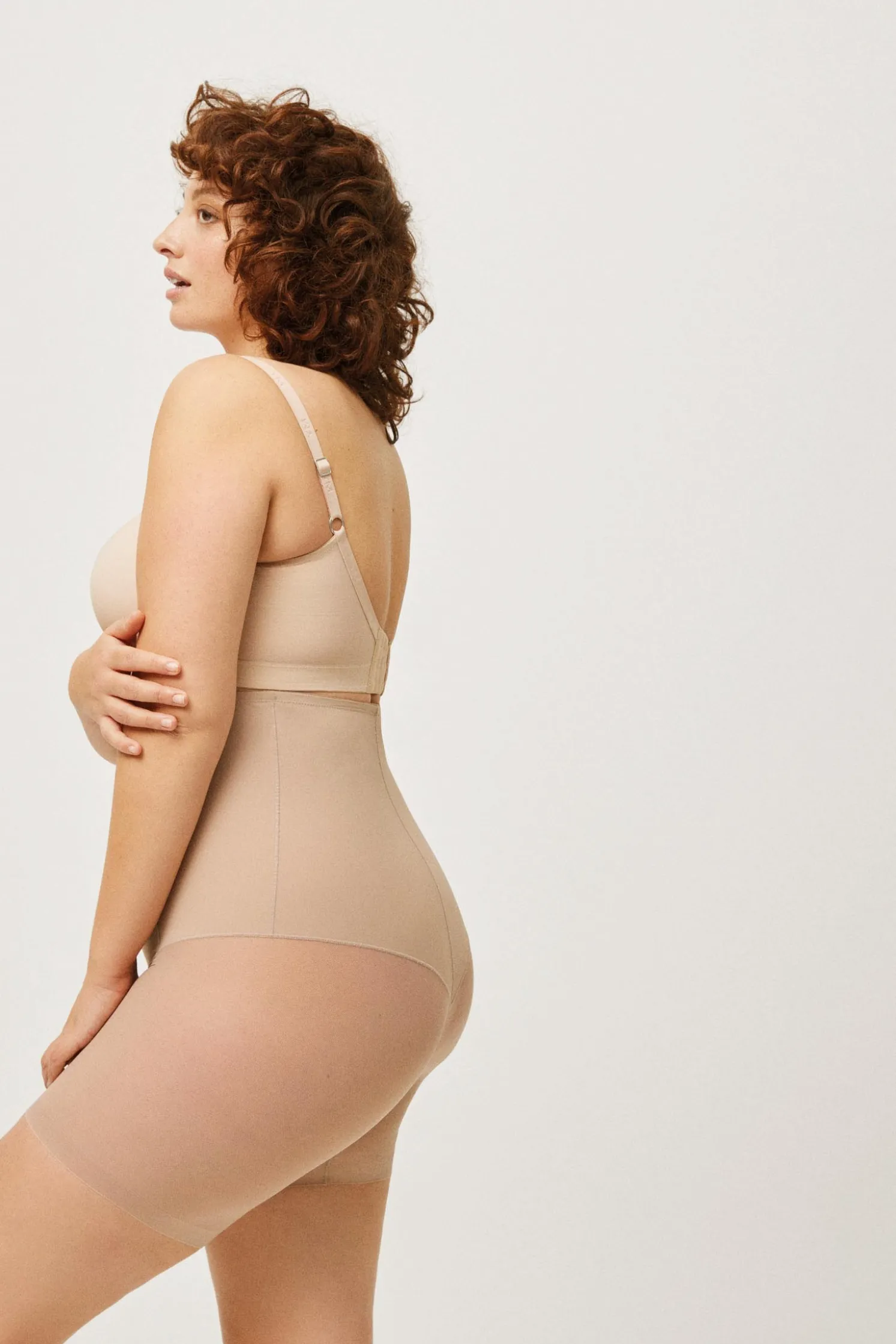 Faja alta abdominal reductora tejido de tul compresión media visón