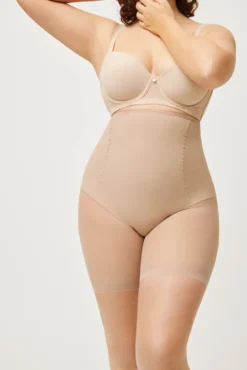 Faja alta abdominal reductora tejido de tul compresión media visón